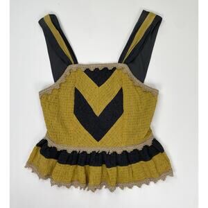 NWT Anthropologie Let Me Be Peplum Smock Open Back Tank Top Chevron Pattern Med